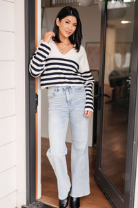 Thumbnail for Memorable Moments Striped Sweater in White