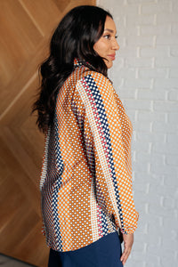 Thumbnail for Moderately Mod Polka Dot Button Up Top