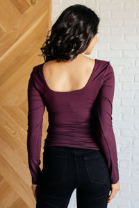 Thumbnail for Never Imitated Long Sleeve Top in Cassis