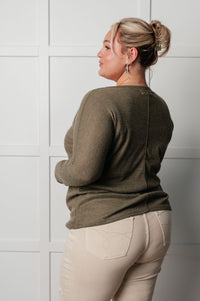 Thumbnail for On a Roll Ribbed Knit V Neck Long Sleeve Top