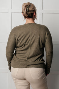 Thumbnail for On a Roll Ribbed Knit V Neck Long Sleeve Top