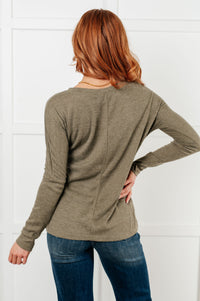 Thumbnail for On a Roll Ribbed Knit V Neck Long Sleeve Top