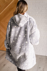 Thumbnail for Oversized Blanket Hoodie in Grey Stars