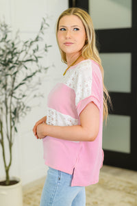 Thumbnail for Parlour Picnic Color Block Knit Top in Pink