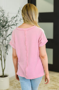 Thumbnail for Parlour Picnic Color Block Knit Top in Pink