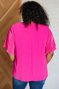 Thumbnail for Pink and Perfect Ruffle Sleeve Top