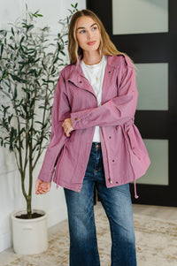 Thumbnail for Puddle Jumper Full Front Zip Up Jacket in Mauve