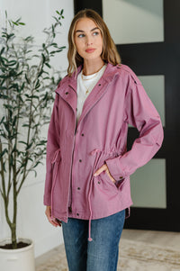 Thumbnail for Puddle Jumper Full Front Zip Up Jacket in Mauve