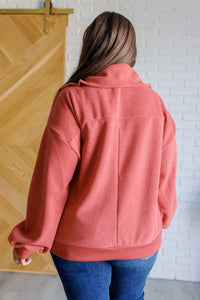 Thumbnail for Quite the Impression Half Zip Pullover in Rust