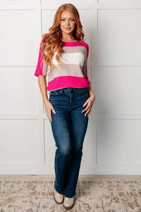 Thumbnail for Rows Of Rose Short Sleeve Knit Top