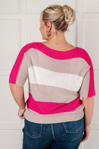 Thumbnail for Rows Of Rose Short Sleeve Knit Top