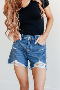 Thumbnail for Samantha High Rise Rigid Magic Distressed Cutoff Shorts