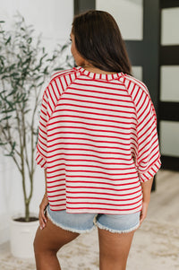 Thumbnail for Sass in Session Relaxed Top in Cream Red