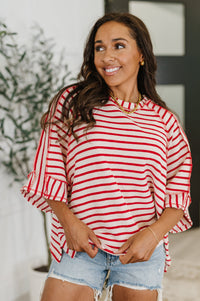 Thumbnail for Sass in Session Relaxed Top in Cream Red