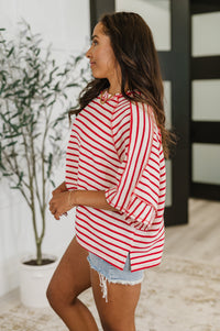Thumbnail for Sass in Session Relaxed Top in Cream Red