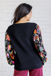 Thumbnail for She is the Party Floral Sequins Mesh Sleeve Top