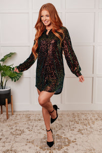 Thumbnail for Shimmering Splendor Sequin Shirt Dress