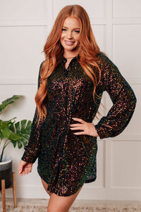 Thumbnail for Shimmering Splendor Sequin Shirt Dress