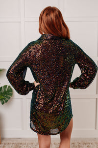 Thumbnail for Shimmering Splendor Sequin Shirt Dress