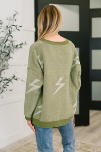 Thumbnail for Shock Value V-Neck Sweater in Olive