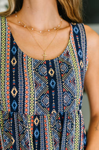 Thumbnail for Sierra Spirit Gathered Tiered Dress in Navy