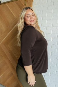 Thumbnail for Signature Classic Round Neck Top in Chocolate