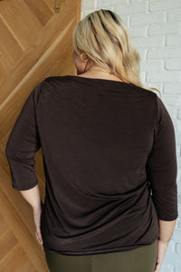 Thumbnail for Signature Classic Round Neck Top in Chocolate