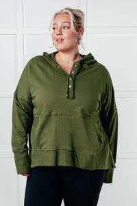 Thumbnail for Simple Snug Snap Hooded Pullover