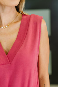 Thumbnail for Sleeveless V-Neck Romper in Rose