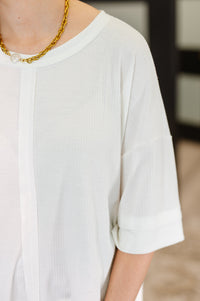 Thumbnail for Stay On Top Relaxed Tee in Off White