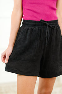 Thumbnail for Sunshine Soiree Double Gauze Shorts in Black