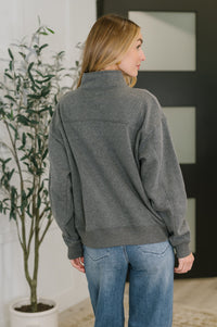 Thumbnail for Sweater Weather Half Zip High Neck Pullover in Charcoal