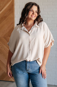 Thumbnail for Sweet Simplicity Button Down Blouse in Oatmeal