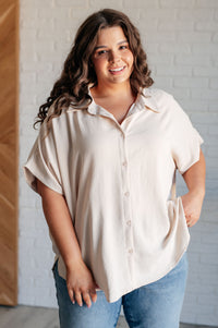 Thumbnail for Sweet Simplicity Button Down Blouse in Oatmeal