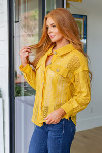 Thumbnail for Sweeter Than Nectar Lace Button Down in Honey