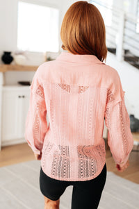 Thumbnail for Sweeter Than Nectar Lace Button Down in Rose
