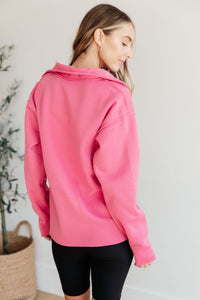 Thumbnail for Same Ol' Situation Collared Pullover in Hot Pink