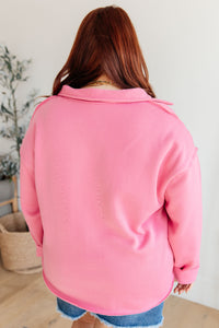 Thumbnail for Same Ol' Situation Collared Pullover in Hot Pink