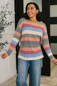 Thumbnail for To Be Determined Drop Shoulder Top in Rust, Olive and Blue