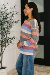 Thumbnail for To Be Determined Drop Shoulder Top in Rust, Olive and Blue