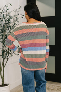 Thumbnail for To Be Determined Drop Shoulder Top in Rust, Olive and Blue