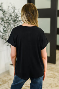 Thumbnail for Top Shelf Basic V-Neck Ribbed Tee in Black