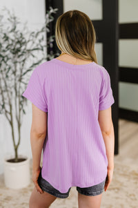 Thumbnail for Top Shelf Basic V-Neck Ribbed Tee in Lavender