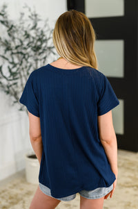 Thumbnail for Top Shelf Basic V-Neck Ribbed Tee in Navy