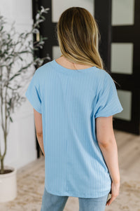 Thumbnail for Top Shelf Basic V-Neck Ribbed Tee in Sky Blue