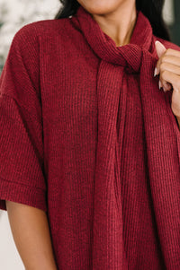 Thumbnail for Travel Envy Ribbed Knit Dress in Wine