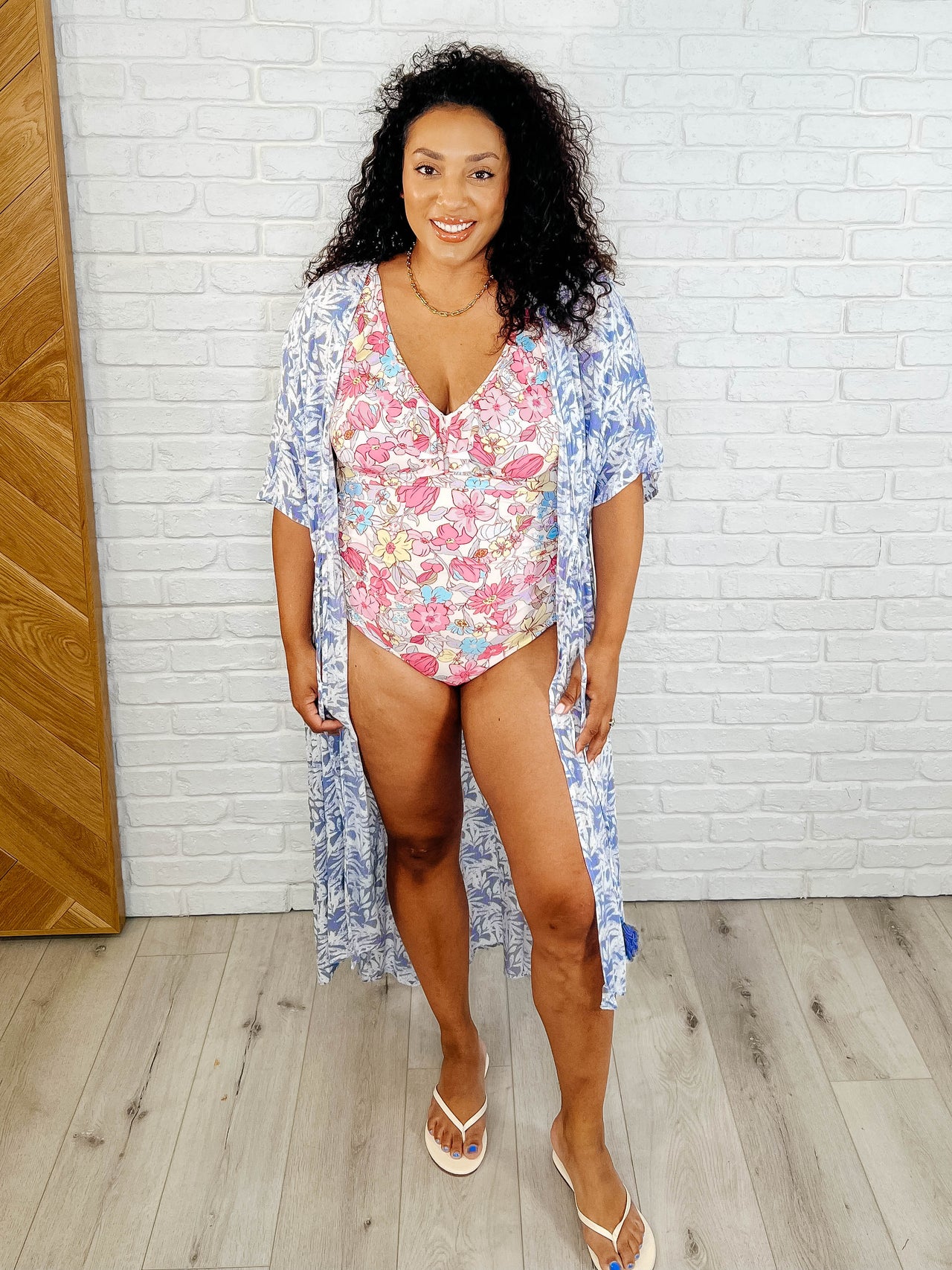 Tropical Print Gauze Kimono – Make a Statement in Periwinkle