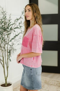 Thumbnail for Who's That Girl Crochet Pocket T-Shirt