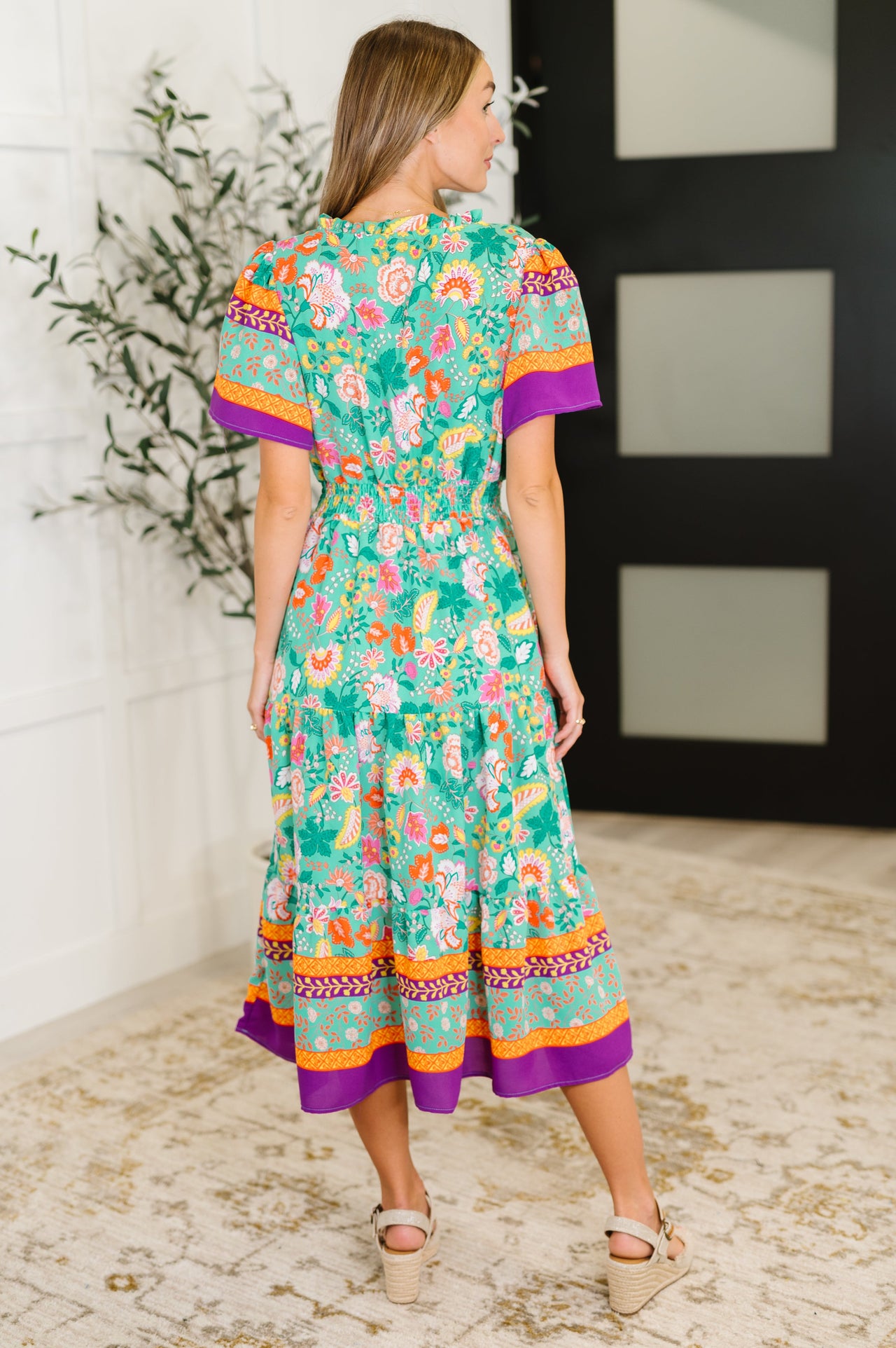 Wildflower Wish Gathered Tier Dress – Mint Magic in Every Moment