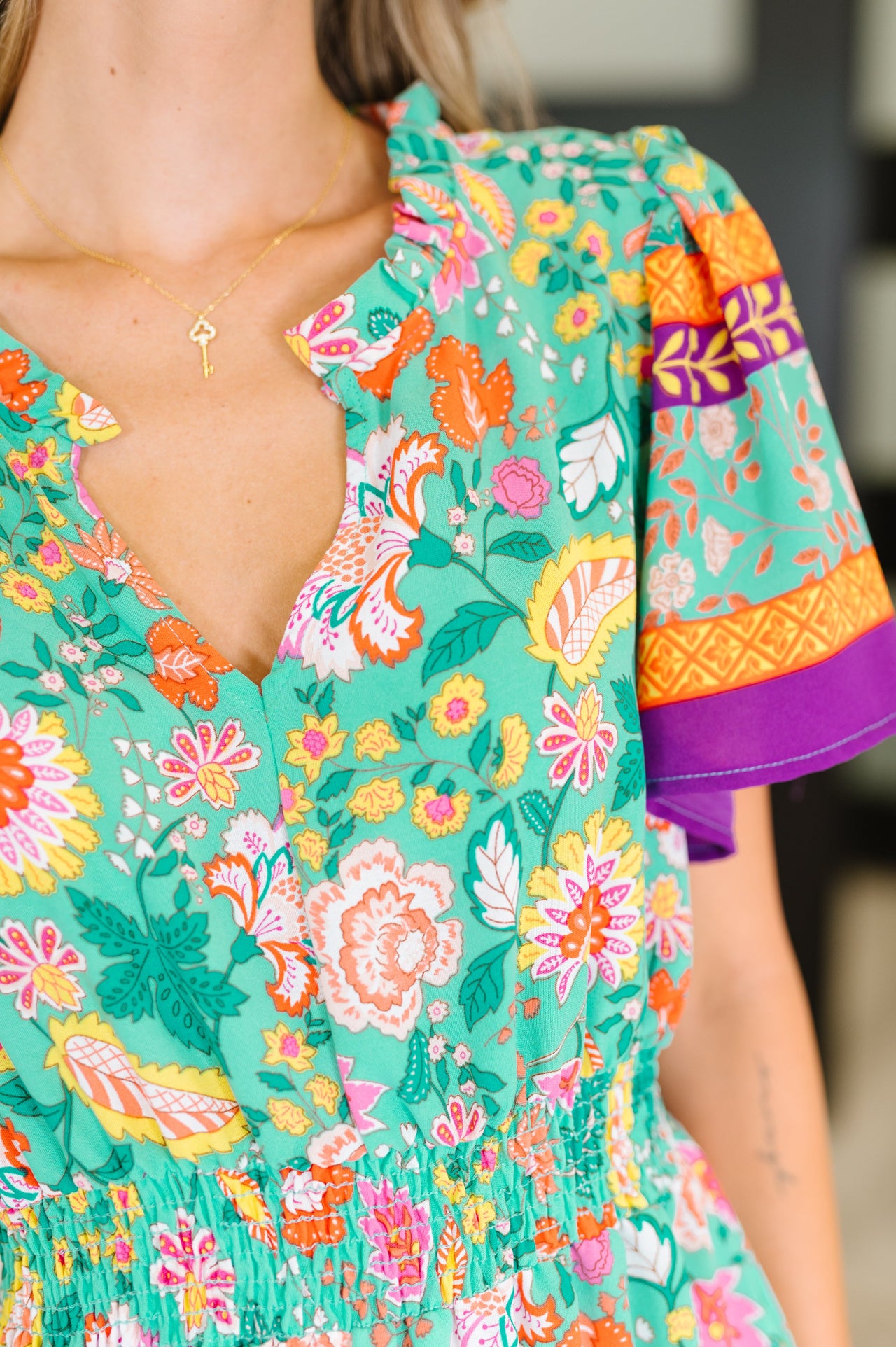 Wildflower Wish Gathered Tier Dress – Mint Magic in Every Moment